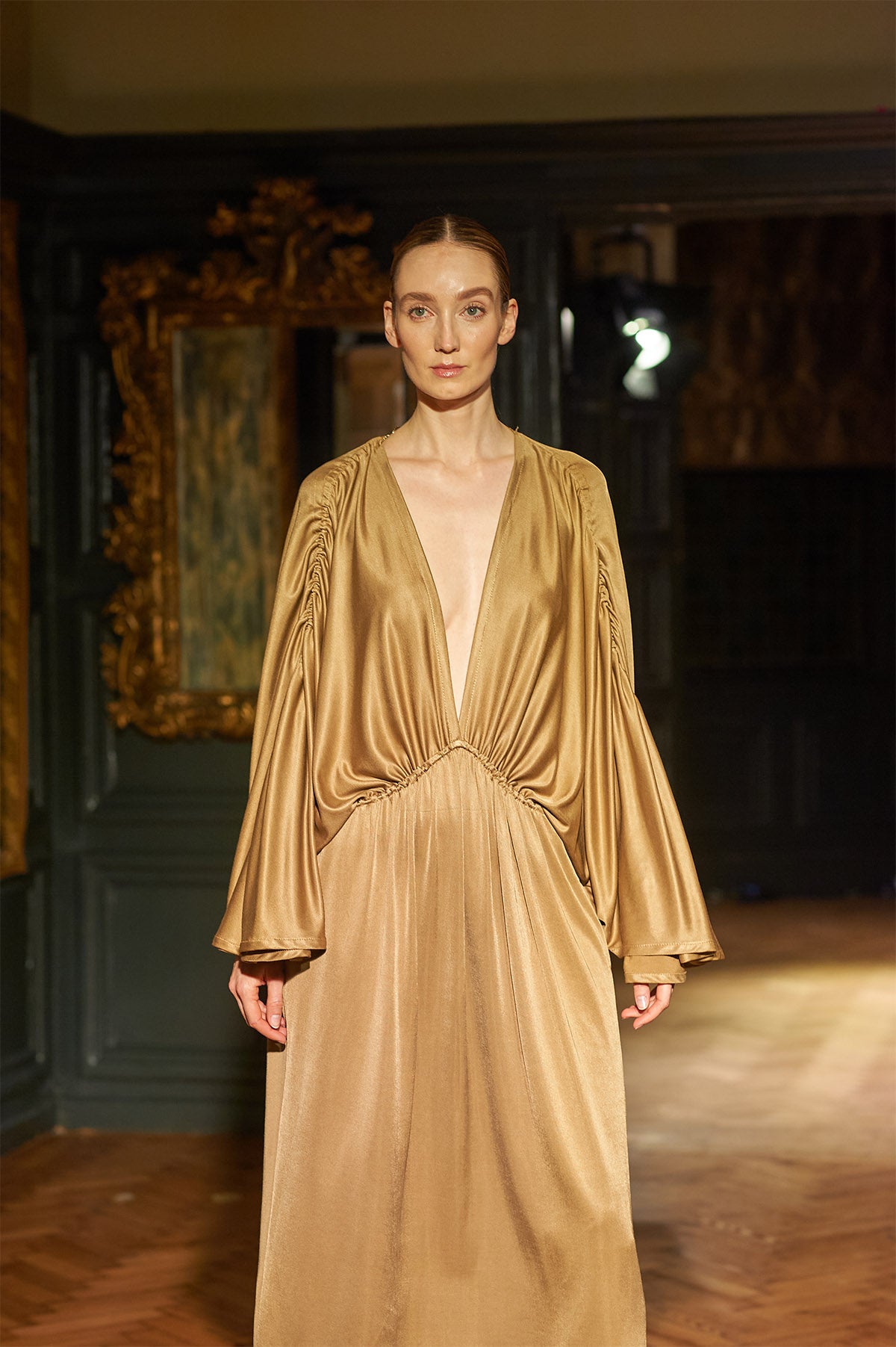 Aqua Gold Draped Dress L Saha Aqua Gold Draped Dress L Saha